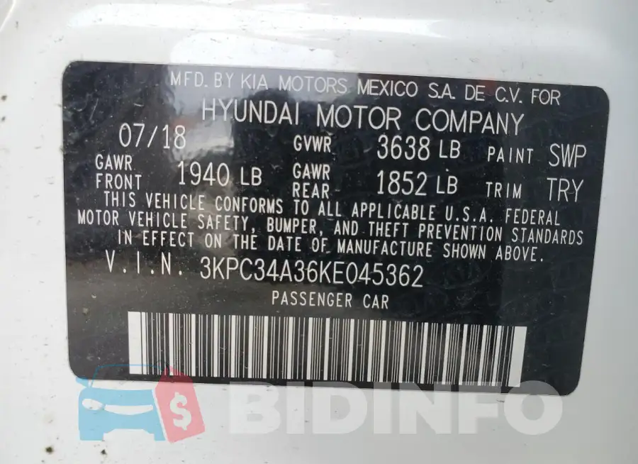 3KPC34A36KE045362 Photo# 13