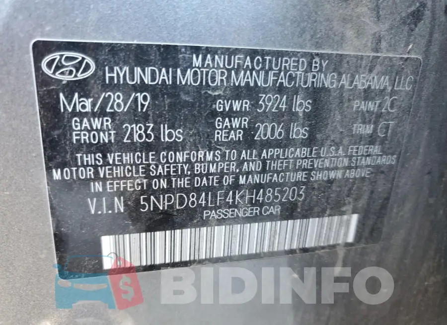 5NPD84LF4KH485203 Photo# 12