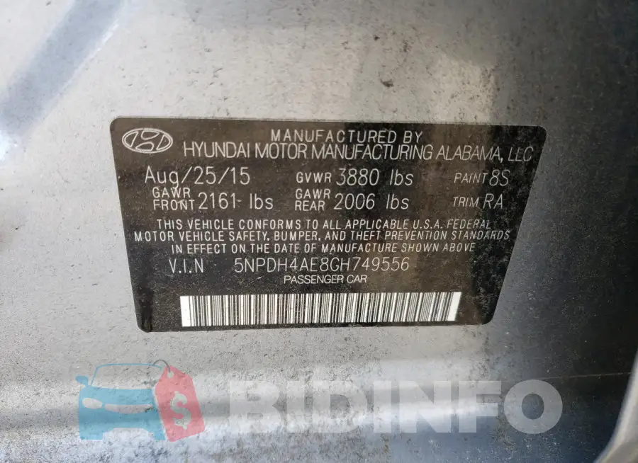 5NPDH4AE8GH749556 Photo# 12