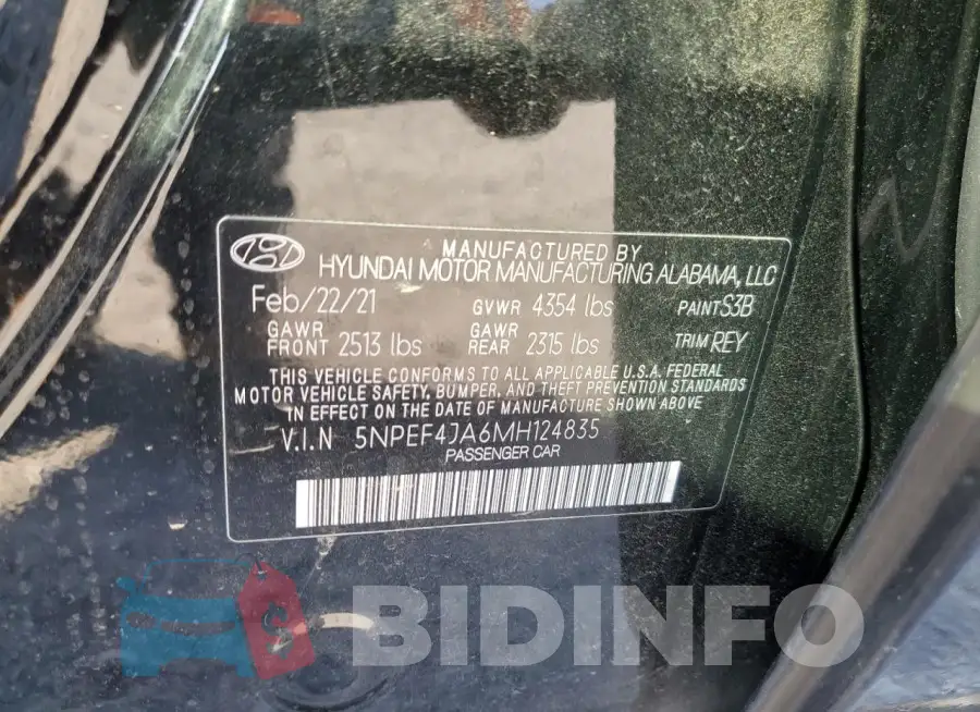 5NPEF4JA6MH124835 Photo# 12