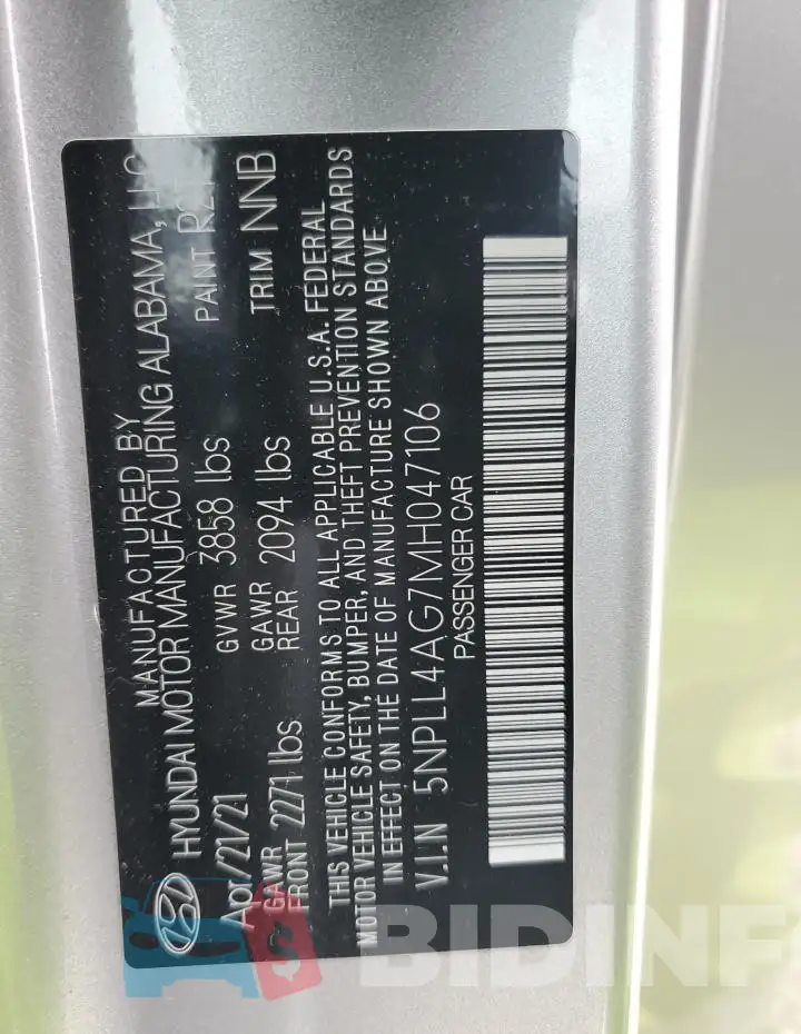 5NPLL4AG7MH047106 Photo# 12