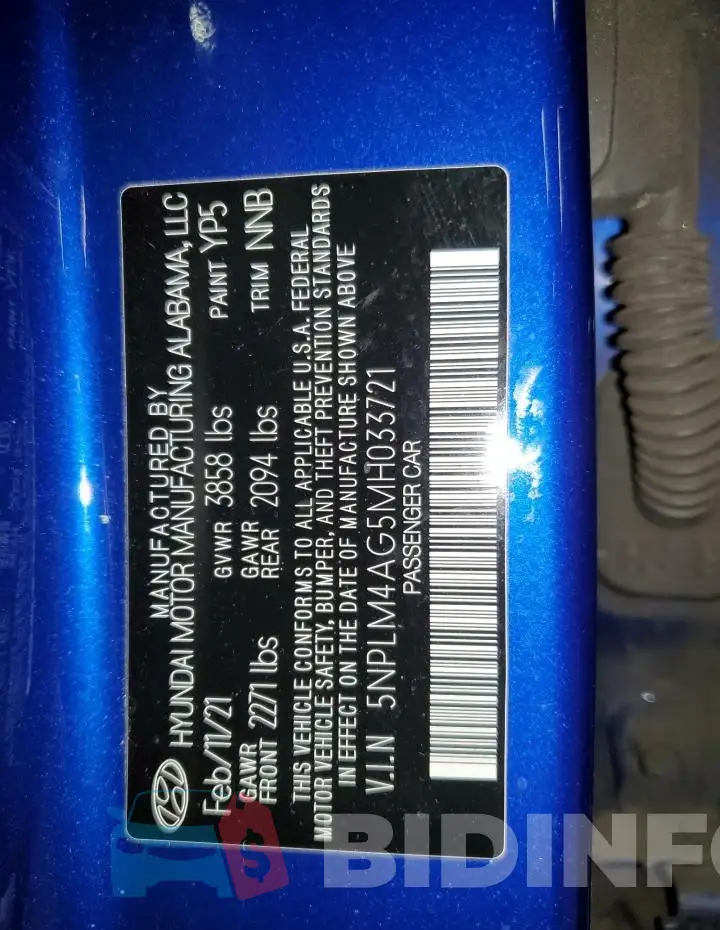 5NPLM4AG5MH033721 Photo# 12
