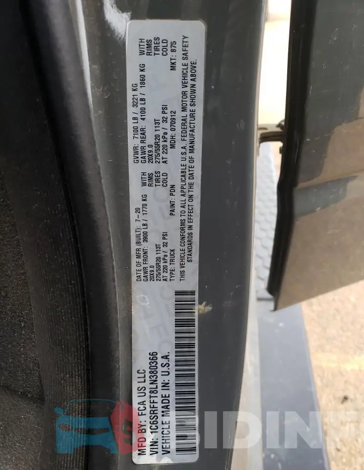 1C6SRFFT8LN380366 Photo# 12