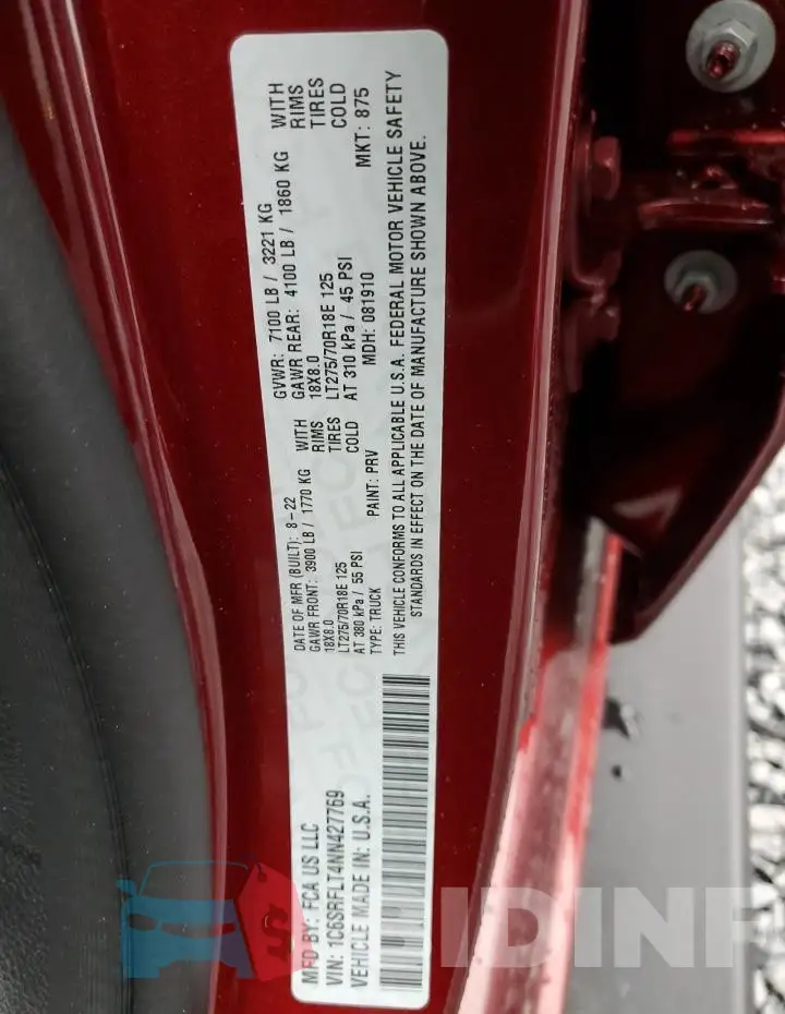 1C6SRFLT4NN427769 Photo# 12
