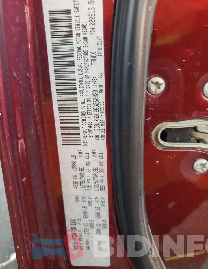 3C6UR5GL8GG260020 Photo# 12