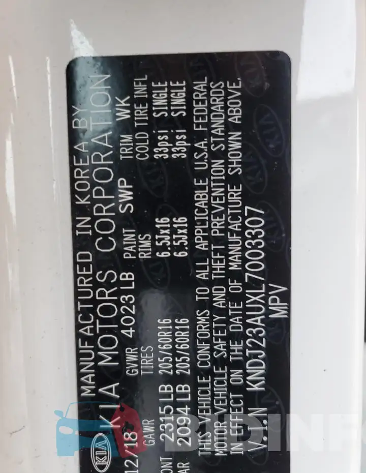 KNDJ23AUXL7003307 Photo# 12