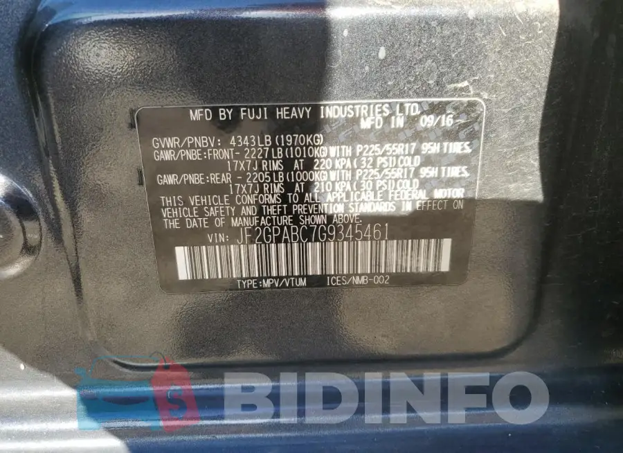 JF2GPABC7G9345461 Photo# 13
