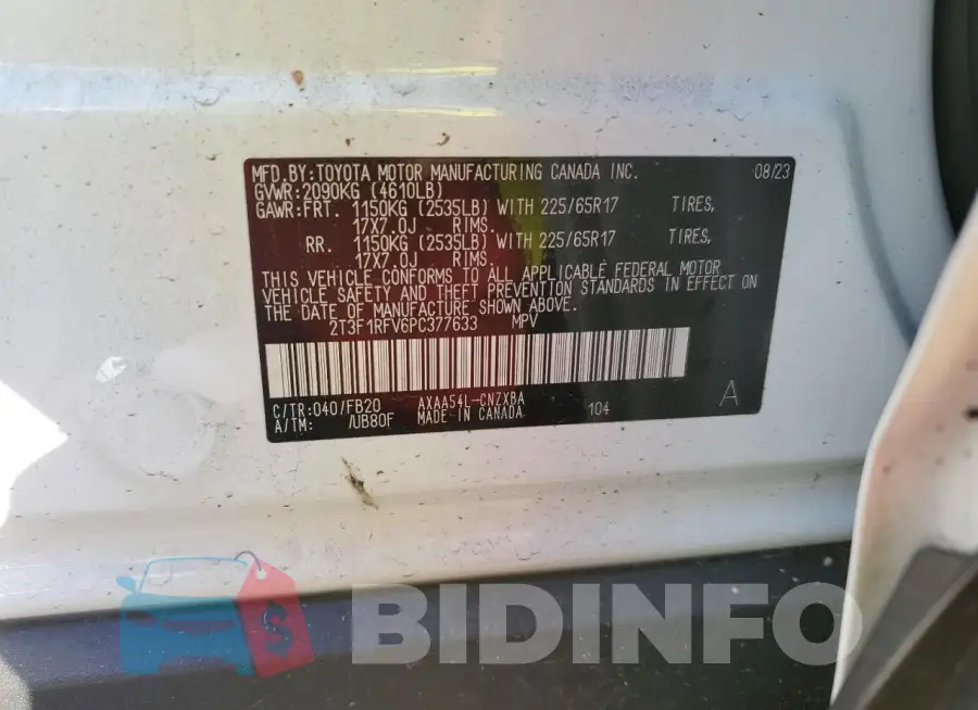 2T3F1RFV6PC377633 Photo# 12