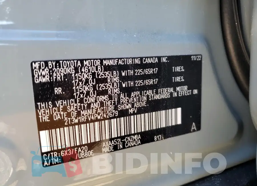 2T3W1RFV4PW242679 Photo# 14