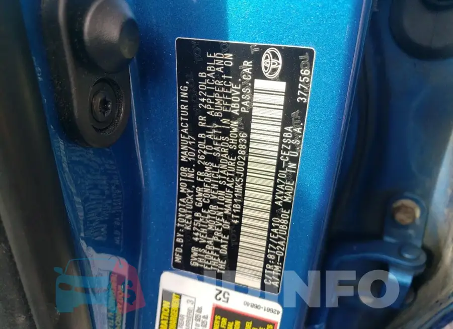 4T1B11HK5JU028836 Photo# 13