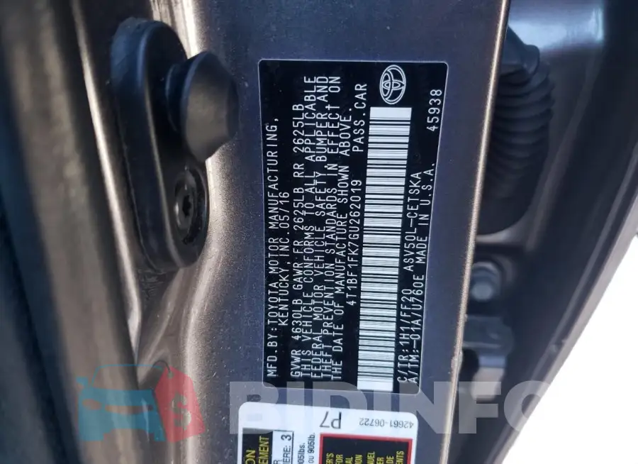 4T1BF1FK7GU262019 Photo# 13
