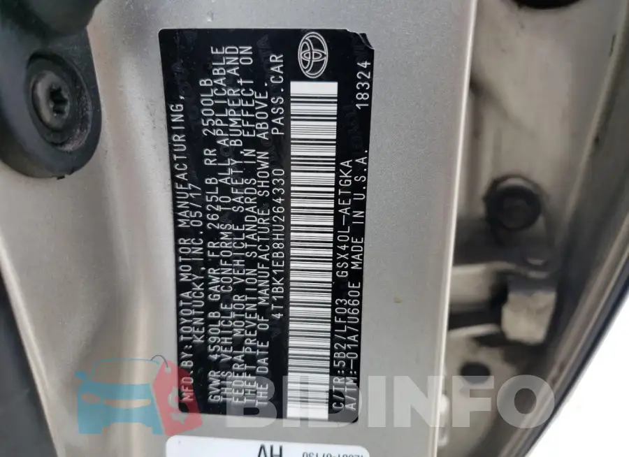 4T1BK1EB8HU264330 Photo# 12