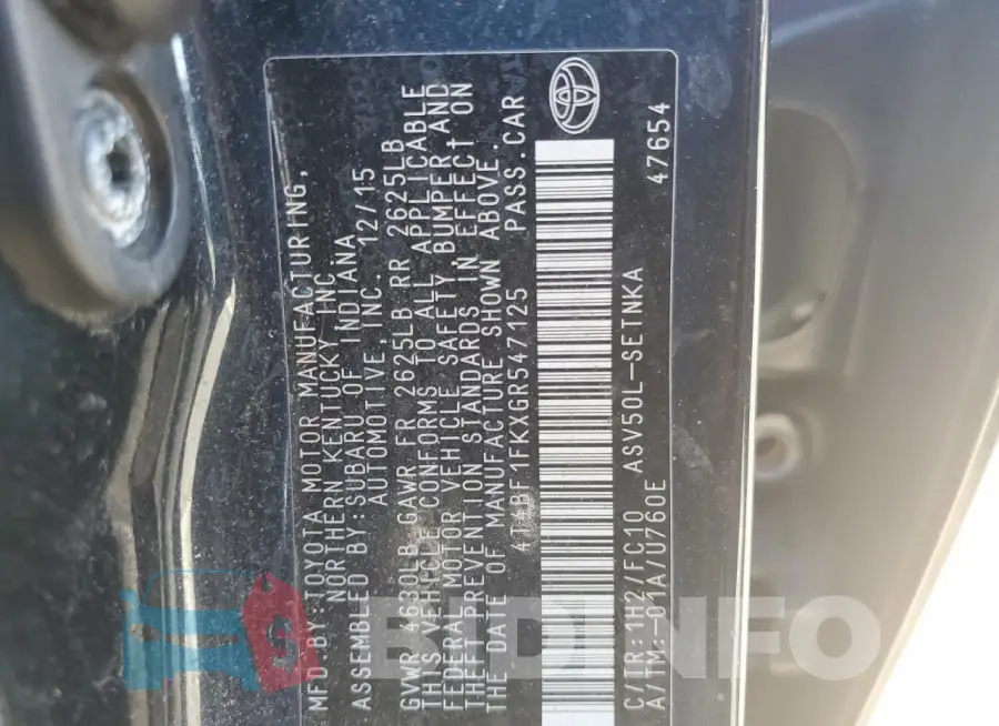 4T4BF1FKXGR547125 Photo# 12