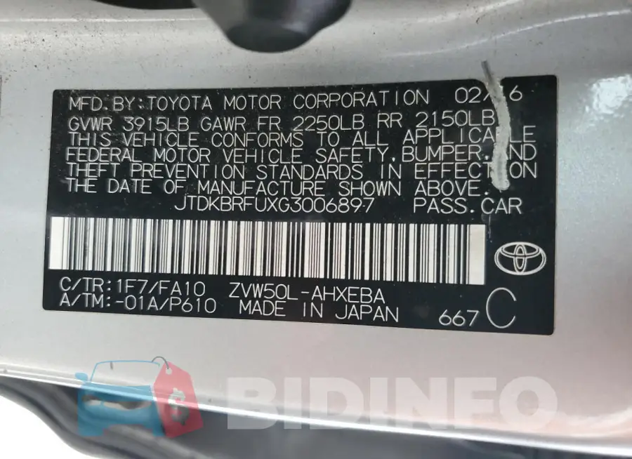 JTDKBRFUXG3006897 Photo# 12