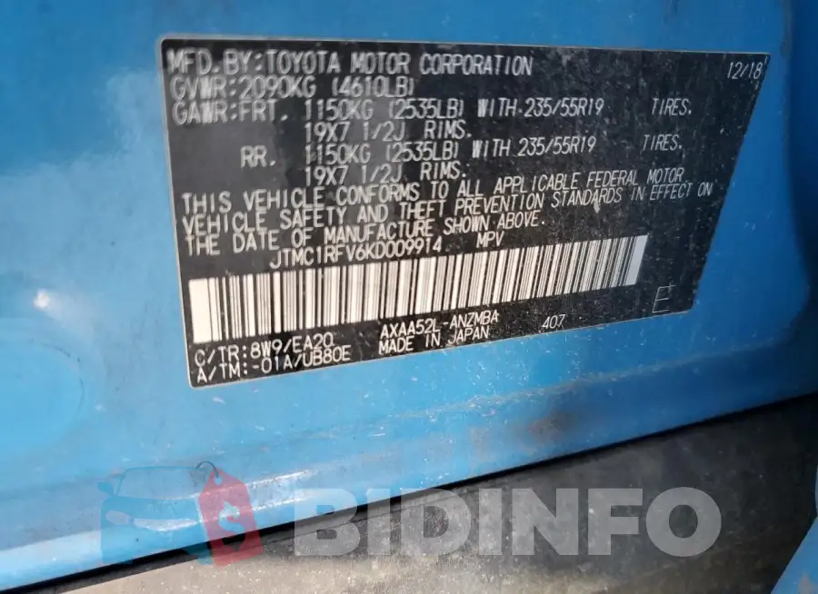 JTMC1RFV6KD009914 Photo# 13