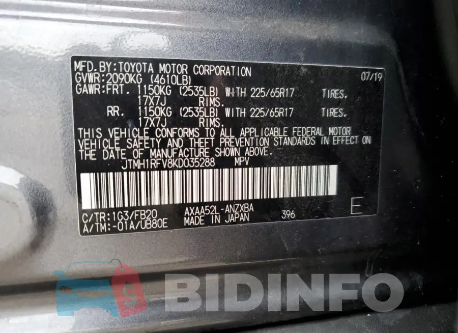 JTMH1RFV8KD035288 Photo# 12