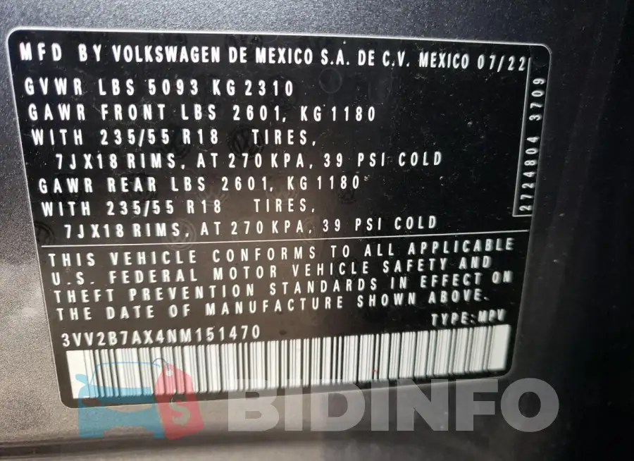 3VV2B7AX4NM151470 Photo# 13