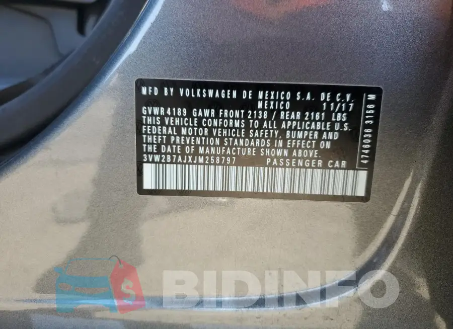 3VW2B7AJXJM258797 Photo# 12