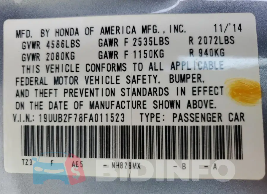19UUB2F78FA011523 Photo# 12