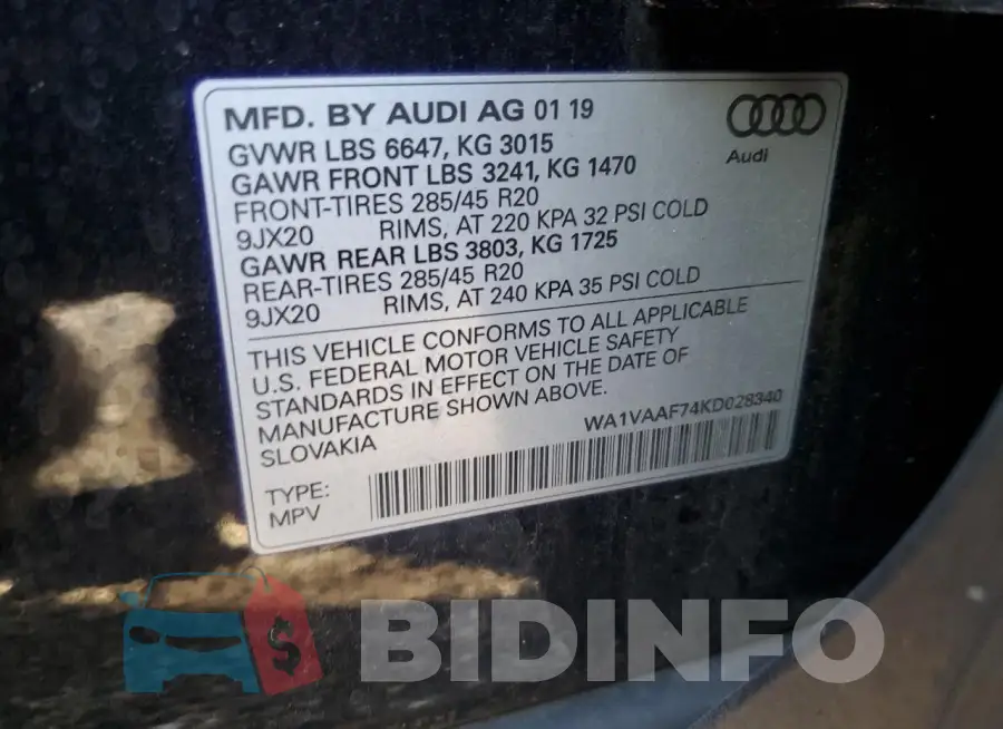 WA1VAAF74KD028340 Photo# 13