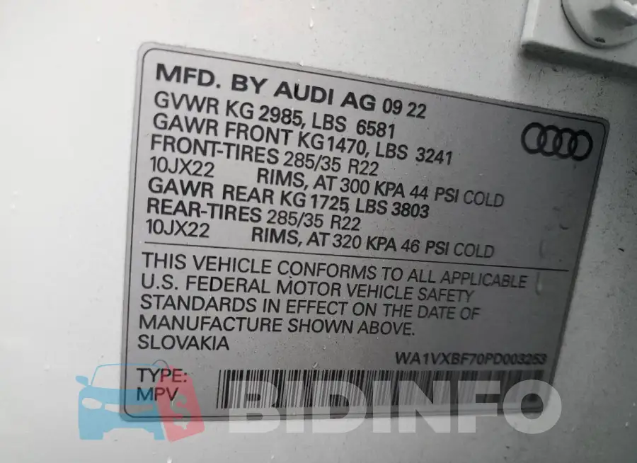 WA1VXBF70PD003253 Photo# 13