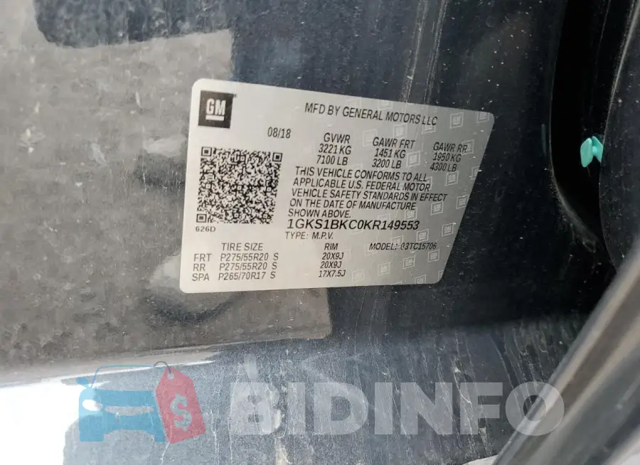1GKS1BKC0KR149553 Photo# 13