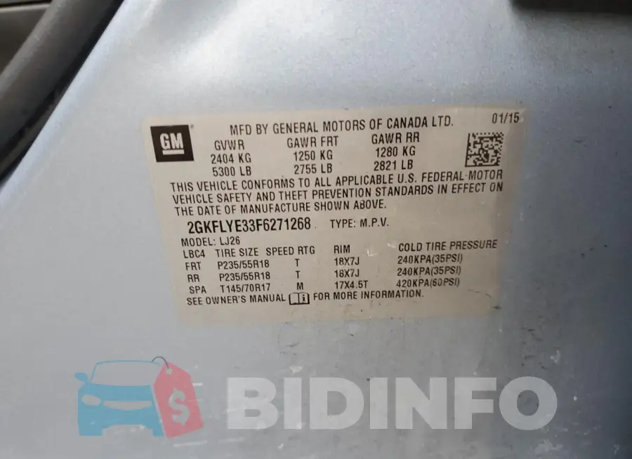 2GKFLYE33F6271268 Photo# 12