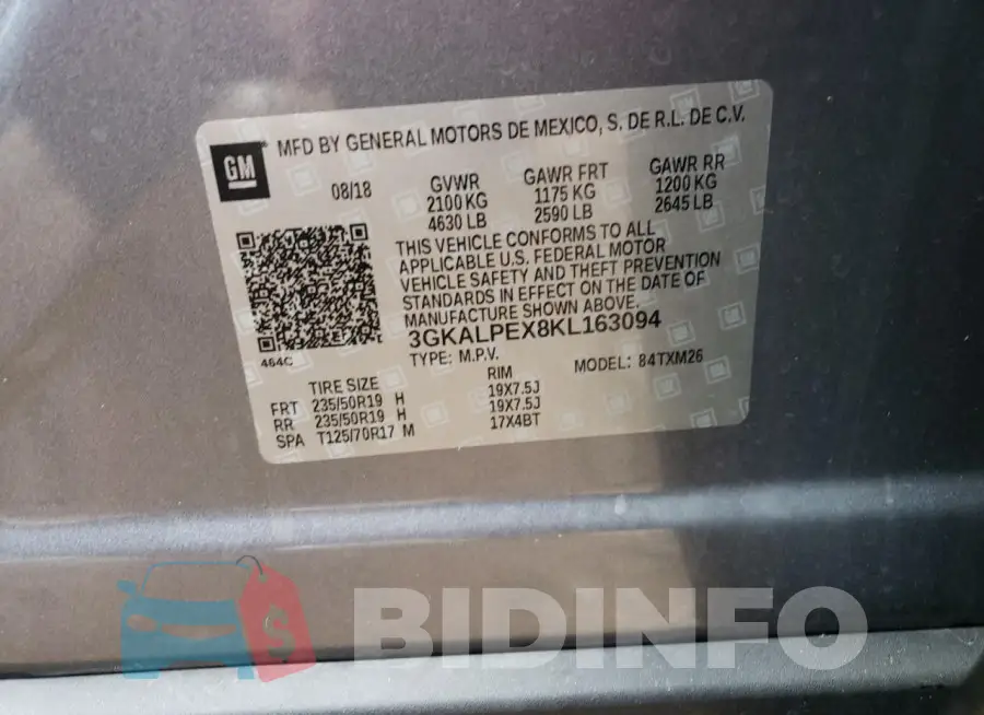 3GKALPEX8KL163094 Photo# 13