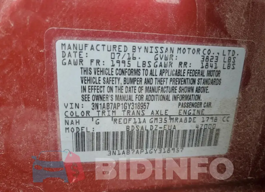 3N1AB7AP1GY318957 Photo# 12