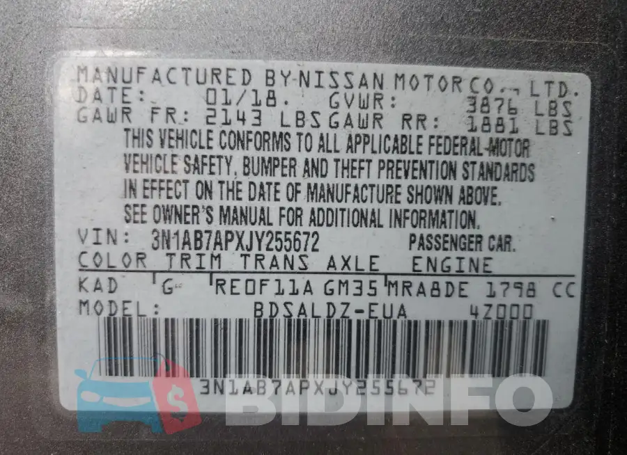 3N1AB7APXJY255672 Photo# 12