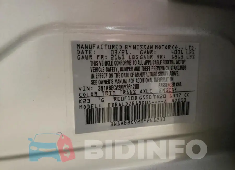 3N1AB8CV2MY261200 Photo# 12