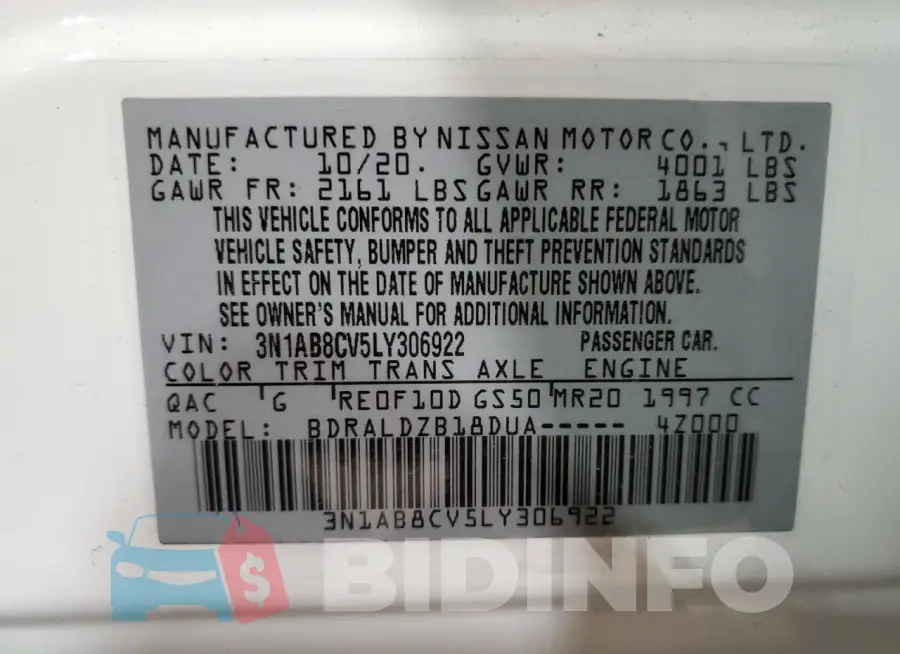 3N1AB8CV5LY306922 Photo# 12