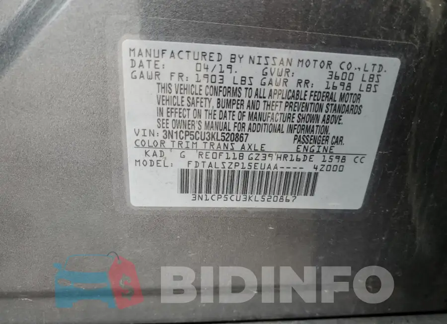 3N1CP5CU3KL520867 Photo# 14