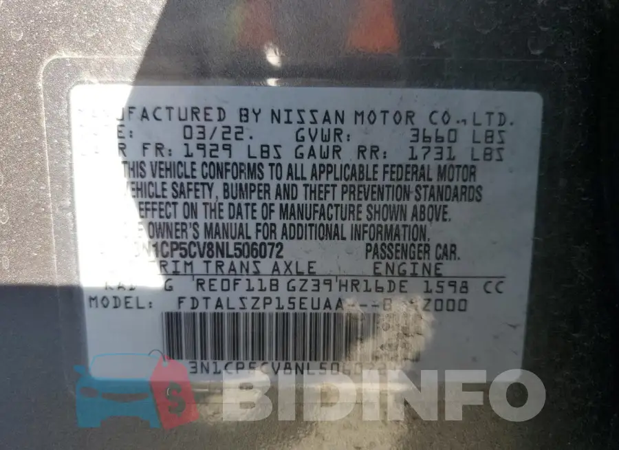 3N1CP5CV8NL506072 Photo# 12