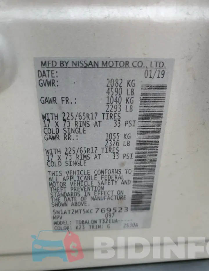5N1AT2MT5KC769523 Photo# 13