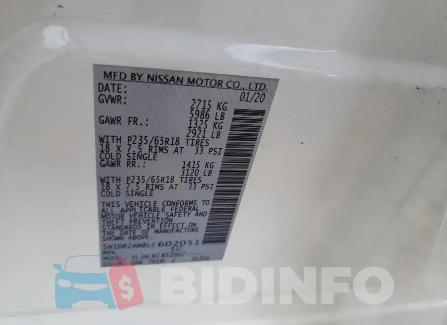 5N1DR2AM8LC602051 Photo# 13
