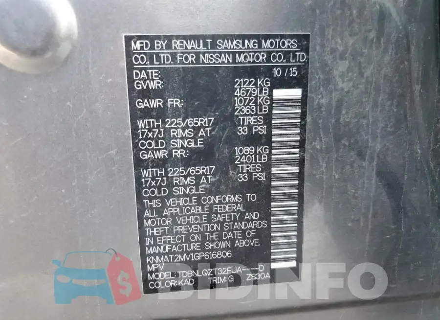 KNMAT2MV1GP616806 Photo# 14