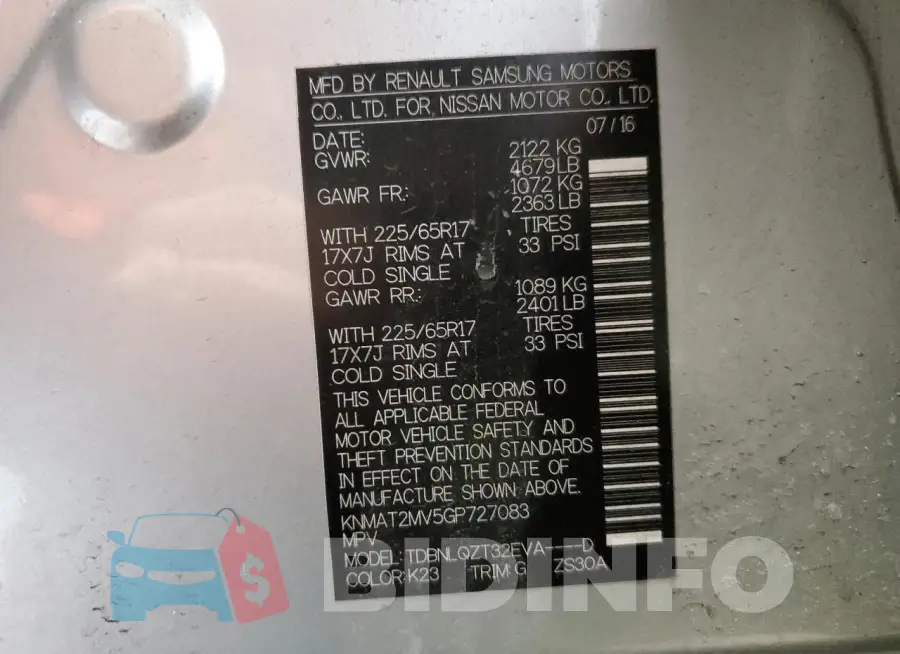 KNMAT2MV5GP727083 Photo# 13
