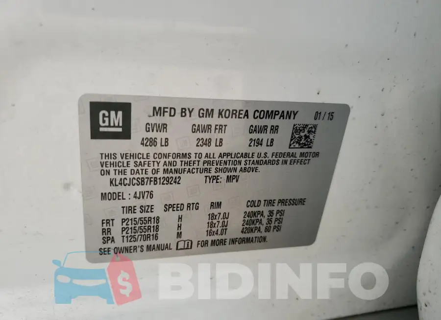 KL4CJCSB7FB129242 Photo# 12