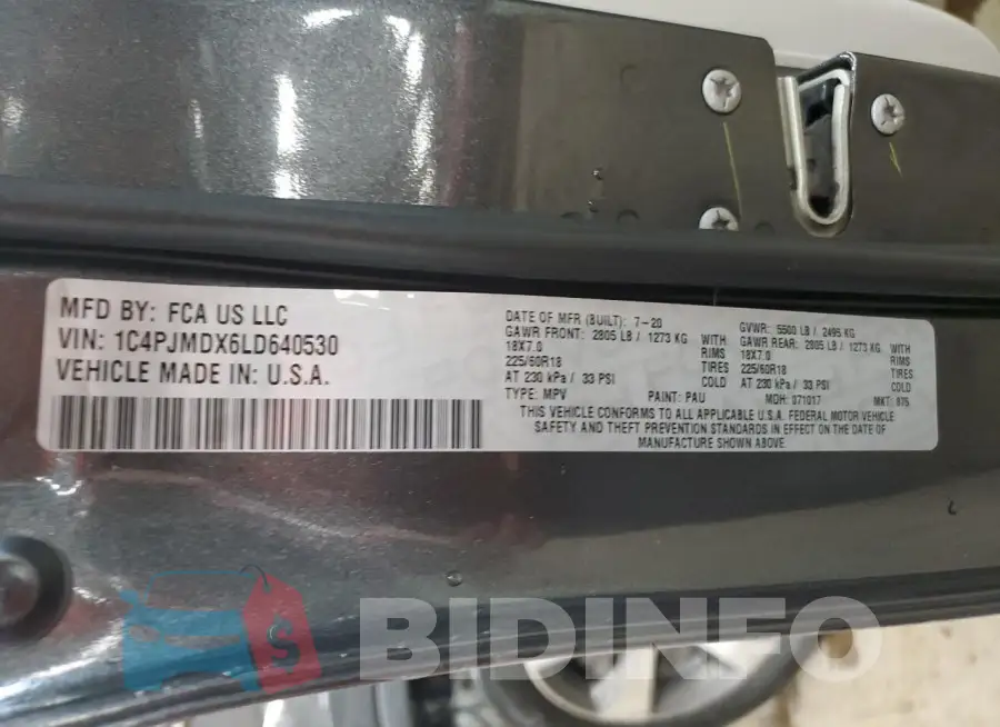 1C4PJMDX6LD640530 Photo# 12