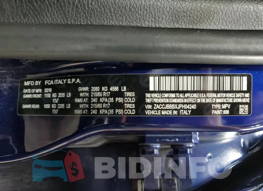 ZACCJBBBXJPH04240 Photo# 13