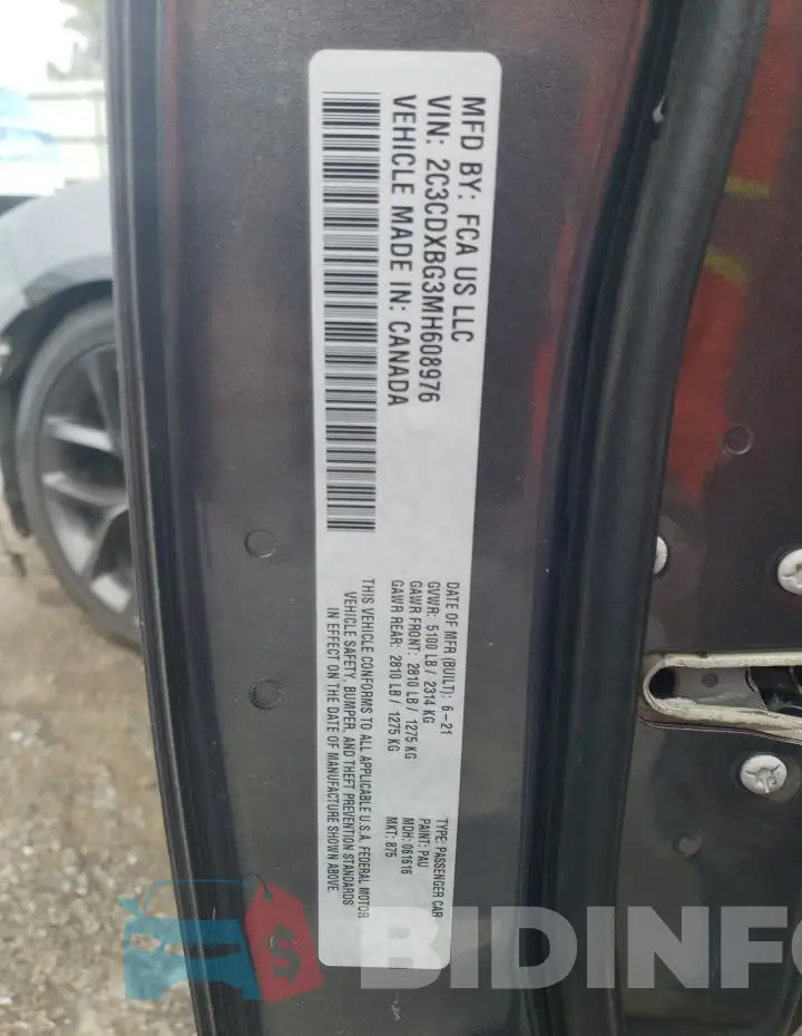 2C3CDXBG3MH608976 Photo# 13