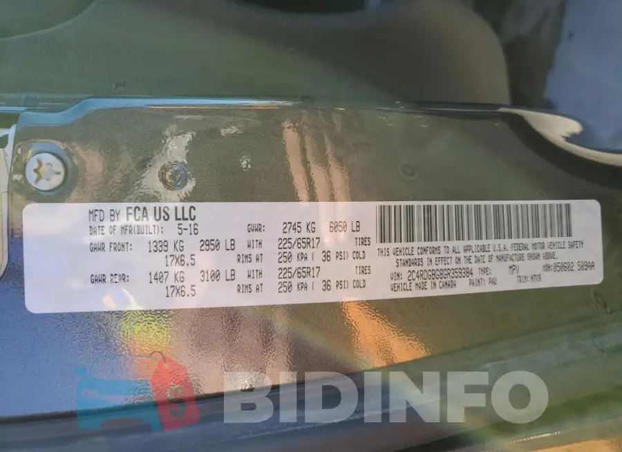 2C4RDGBG8GR359384 Photo# 13