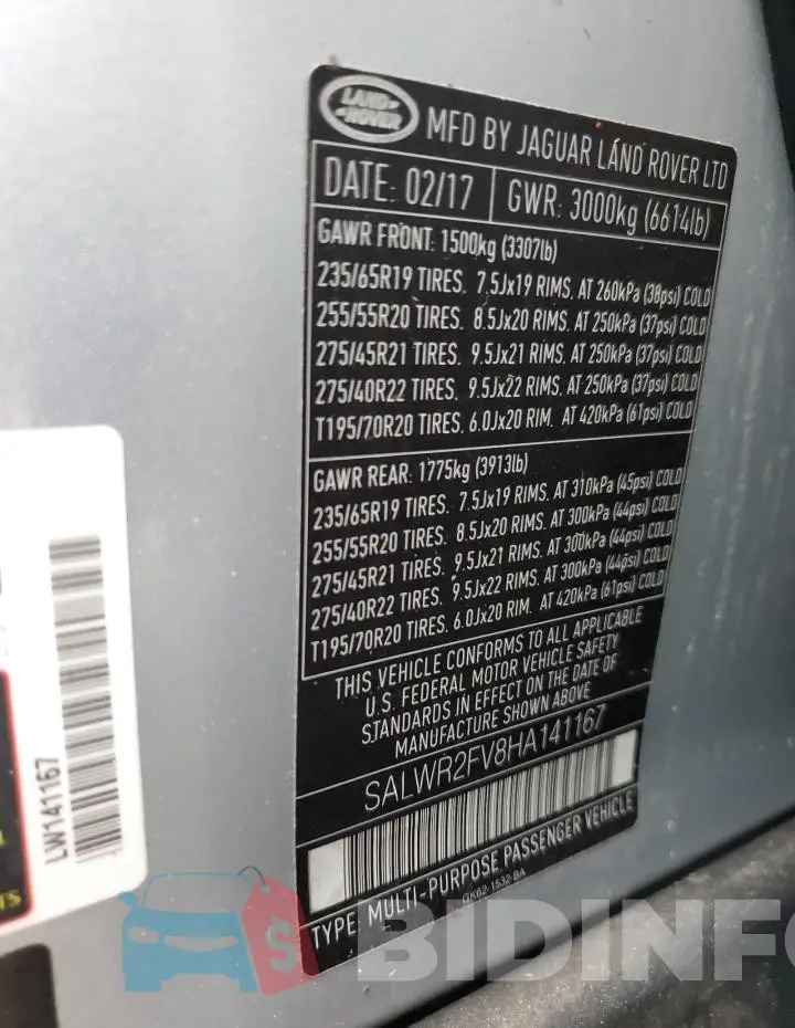 SALWR2FV8HA141167 Photo# 14