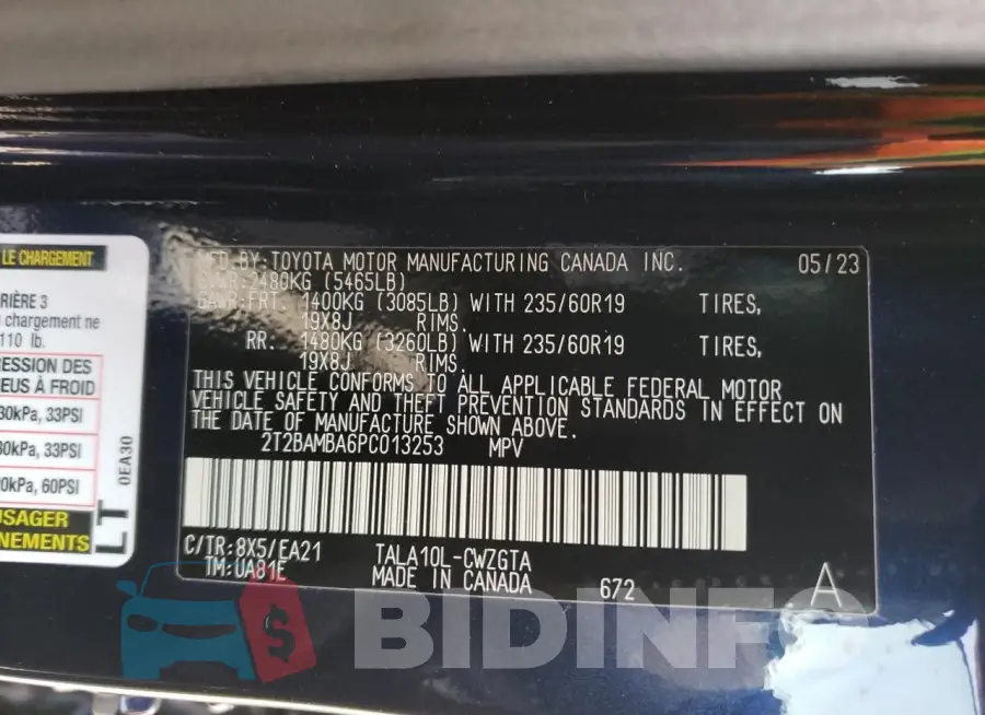 2T2BAMBA6PC013253 Photo# 13