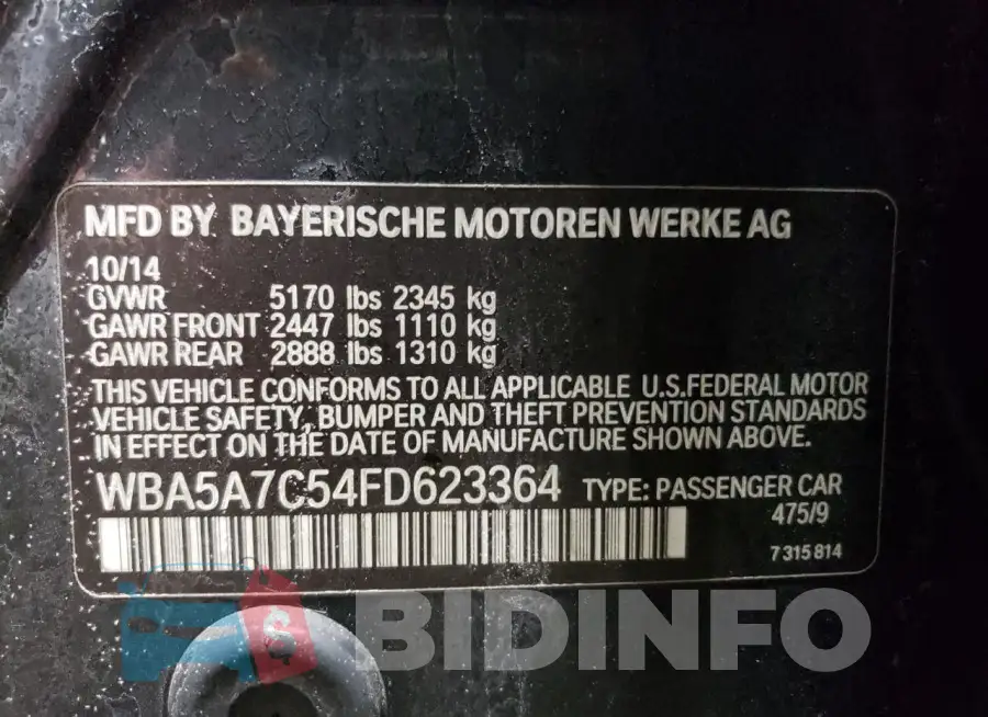 WBA5A7C54FD623364 Photo# 12