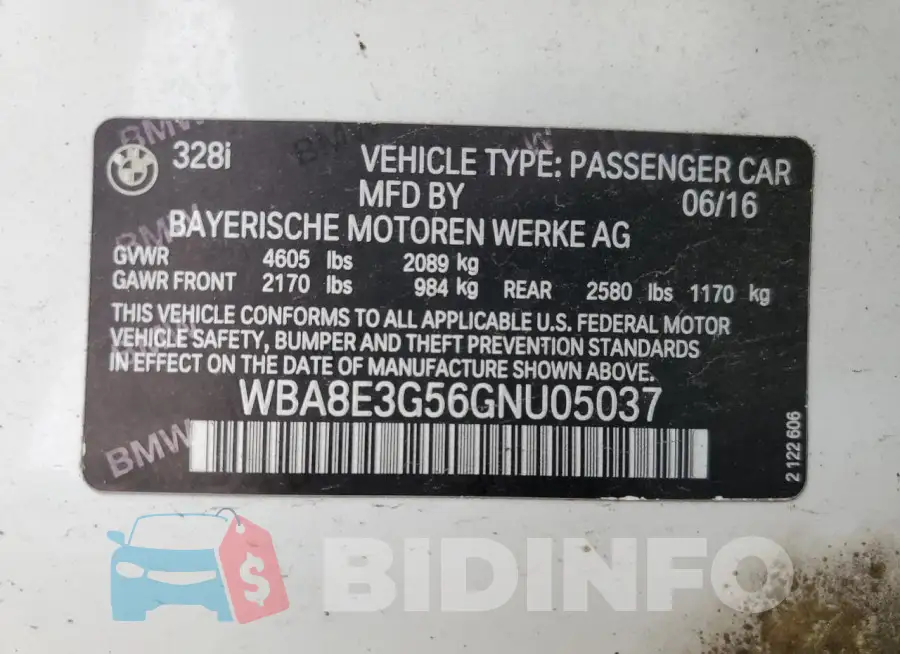 WBA8E3G56GNU05037 Photo# 12