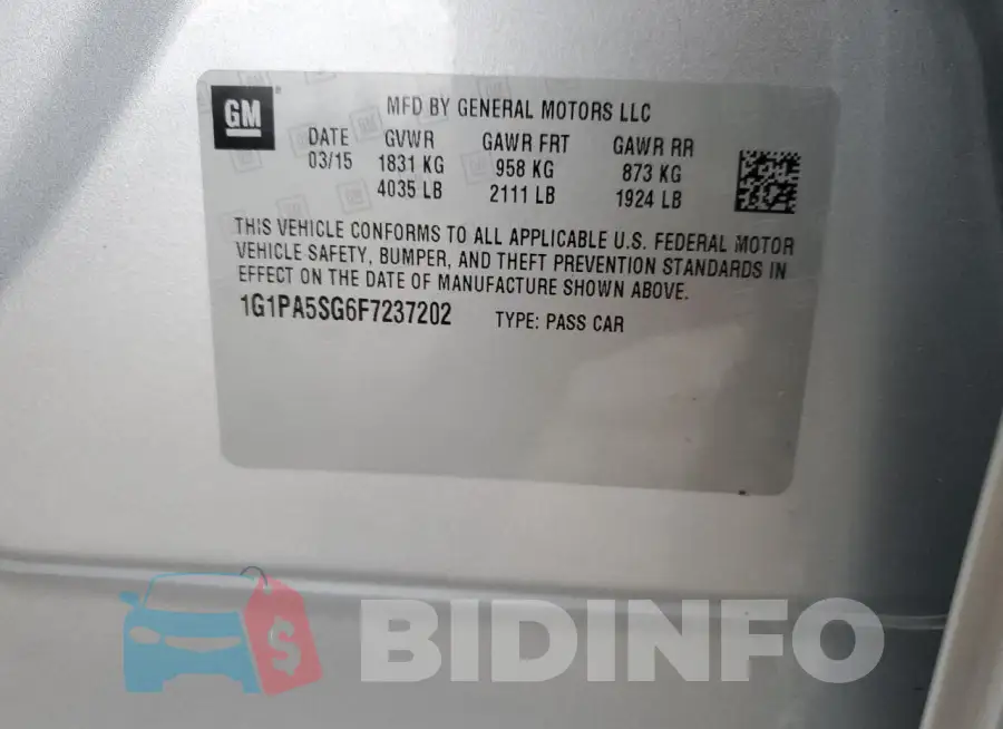 1G1PA5SG6F7237202 Photo# 12