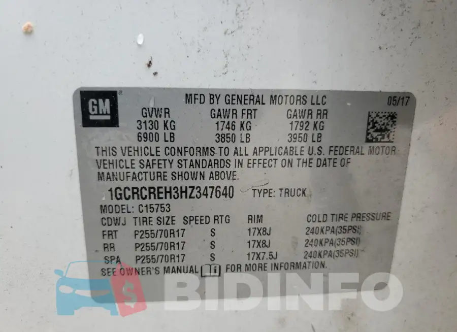 1GCRCREH3HZ347640 Photo# 12