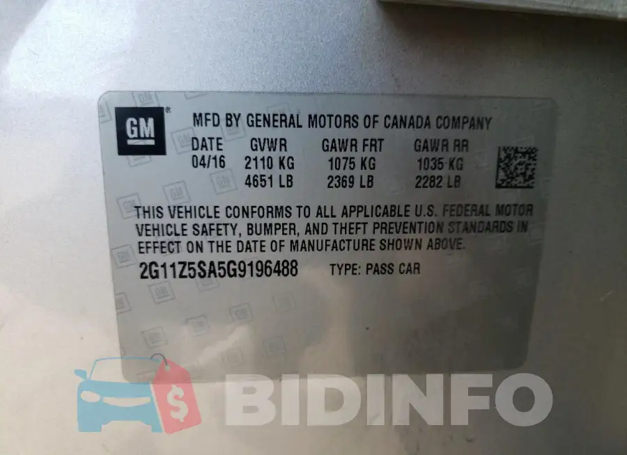 2G11Z5SA5G9196488 Photo# 12